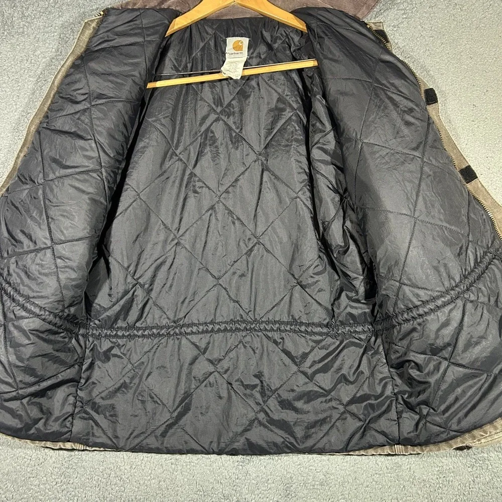VINTAGE Carhartt Jacket Mens Large Brown Duck Quilt Lined Corduroy Collar C26CHT